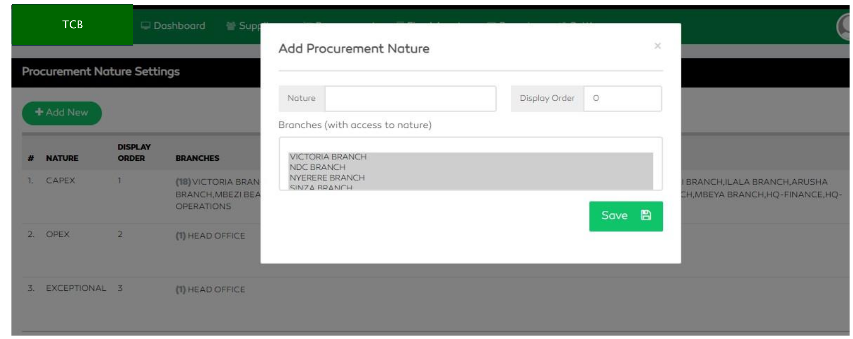 P2P Adding a Procurement Nature