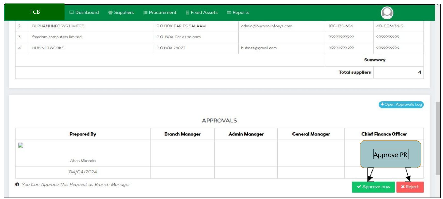 P2P Approving Purchase Request