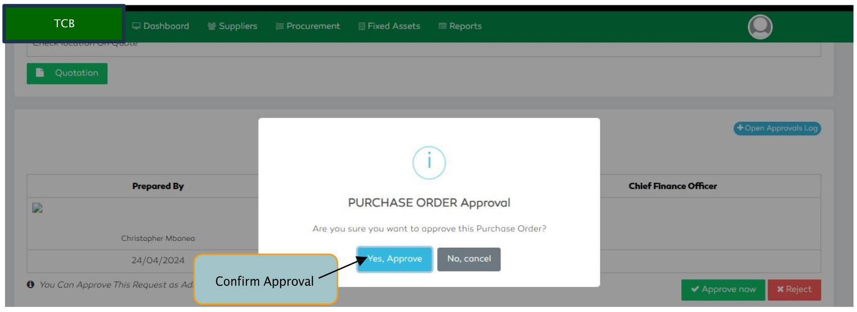 P2P Confirm LPO Approval