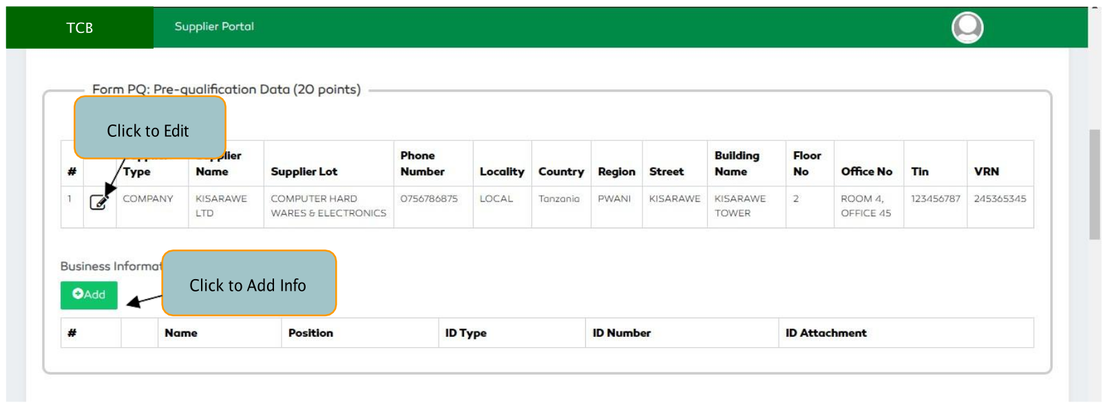 P2P Pre quaification Data section