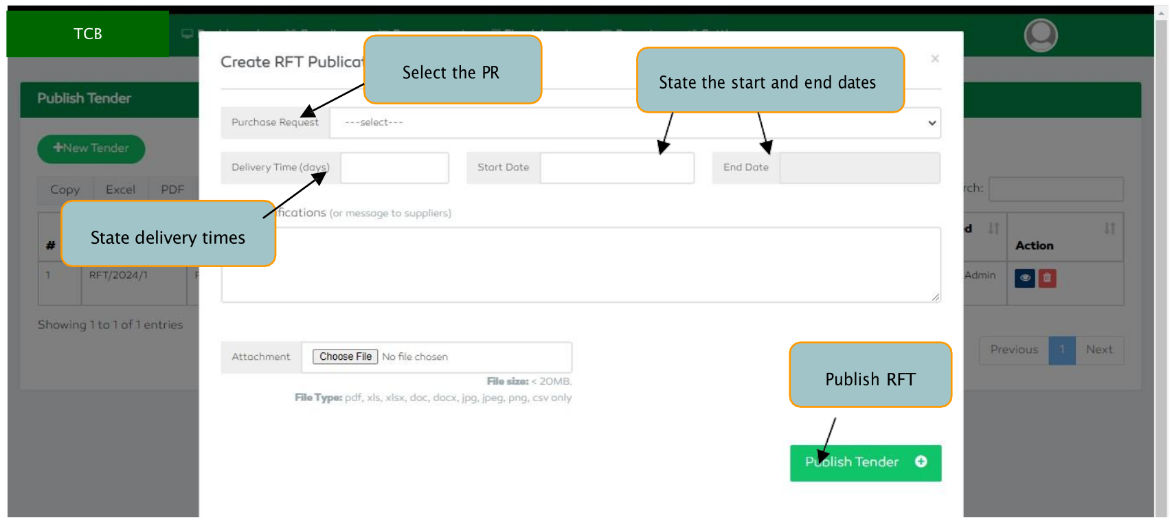 P2P Publishing a Tender to Suppliers