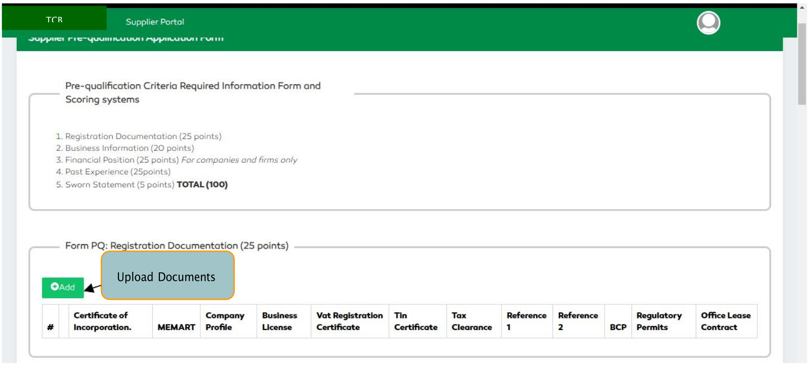 P2P Supplier Prequaification criteria