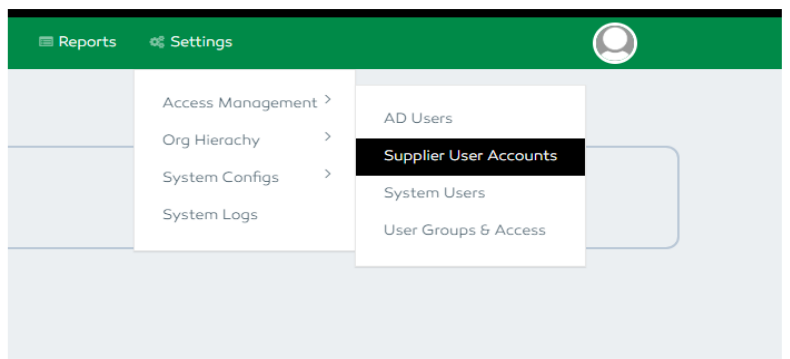 P2P Access management module supplier user account